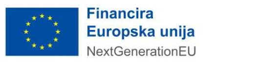 The image shows the European Union flag with yellow stars in a circle on a blue background, alongside the text Financira Evropska unija NextGenerationEU.